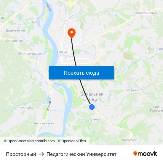 Просторный to Педагогический Университет map