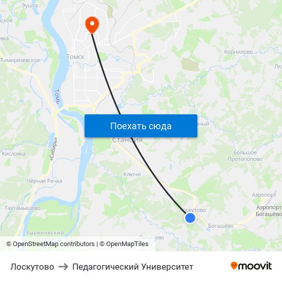 Лоскутово to Педагогический Университет map