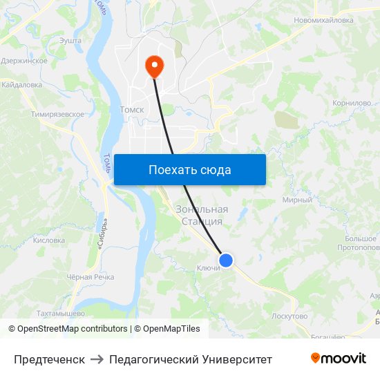 Предтеченск to Педагогический Университет map