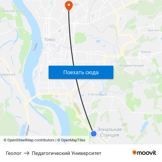 Геолог to Педагогический Университет map