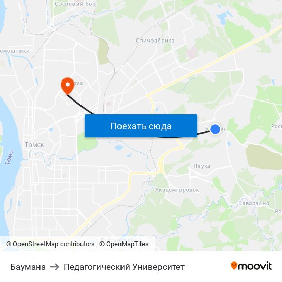 Баумана to Педагогический Университет map