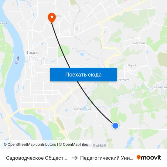 Садоводческое Общество «Весна» to Педагогический Университет map