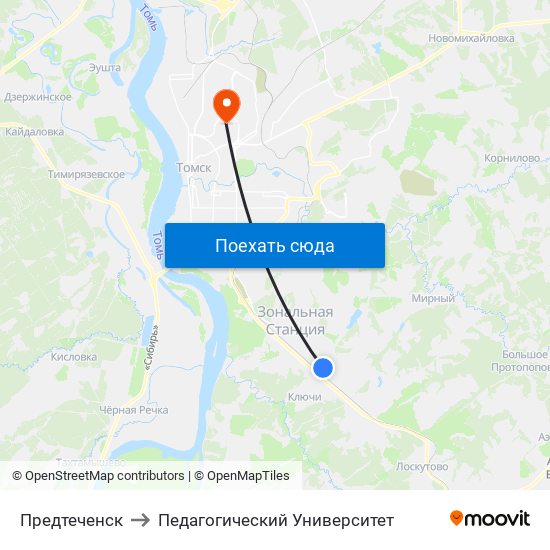 Предтеченск to Педагогический Университет map