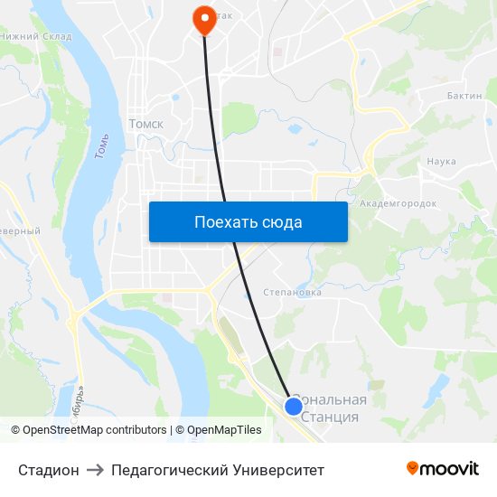 Стадион to Педагогический Университет map