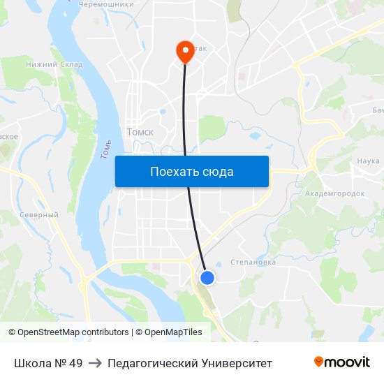 Школа № 49 to Педагогический Университет map