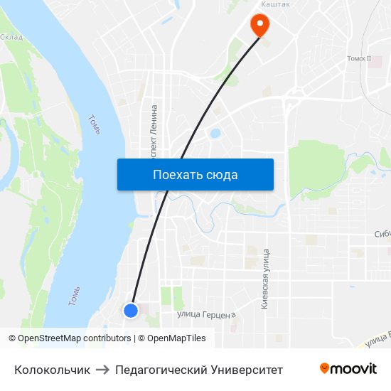 Колокольчик to Педагогический Университет map