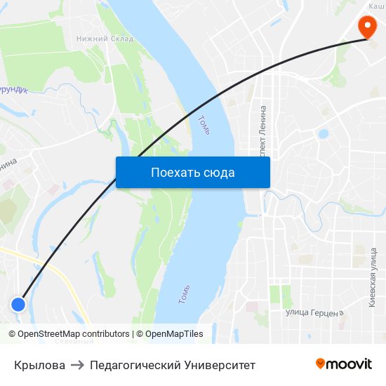 Крылова to Педагогический Университет map