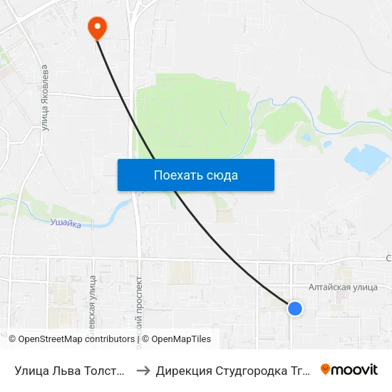 Улица Льва Толстого to Дирекция Студгородка Тгасу map
