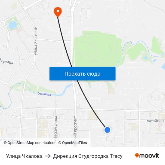 Улица Чкалова to Дирекция Студгородка Тгасу map