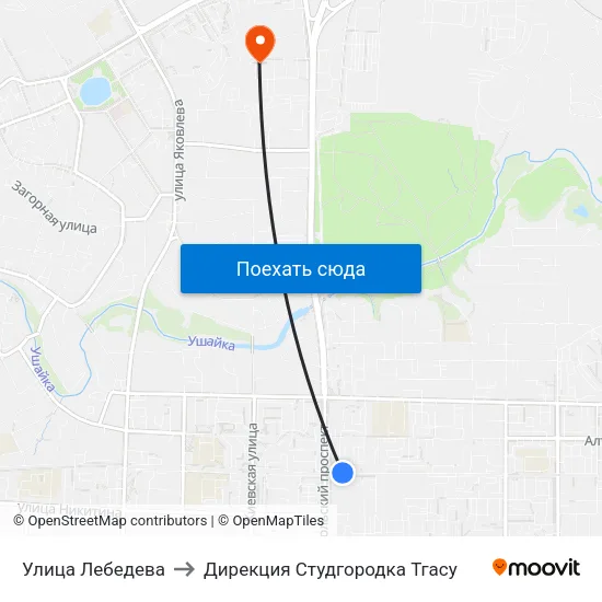 Улица Лебедева to Дирекция Студгородка Тгасу map