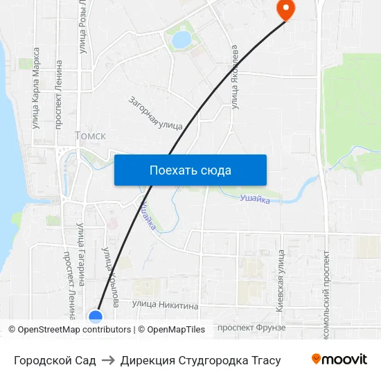 Городской Сад to Дирекция Студгородка Тгасу map