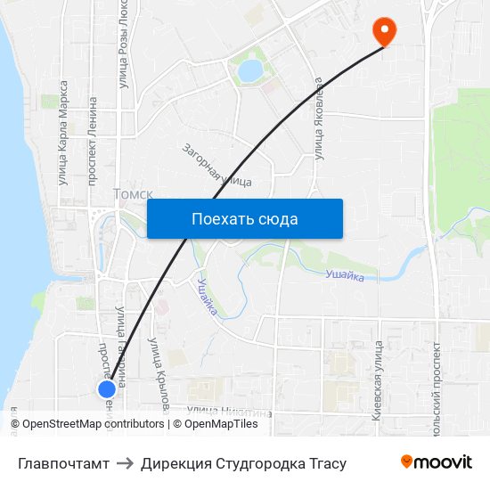 Главпочтамт to Дирекция Студгородка Тгасу map