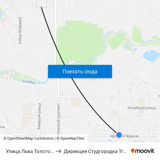 Улица Льва Толстого to Дирекция Студгородка Тгасу map