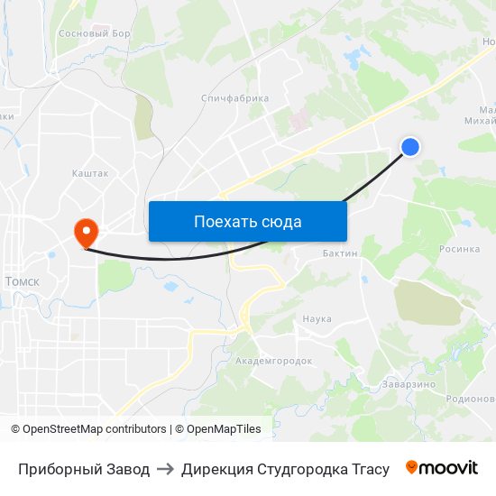 Приборный Завод to Дирекция Студгородка Тгасу map