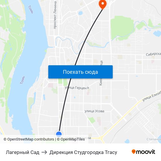 Лагерный Сад to Дирекция Студгородка Тгасу map