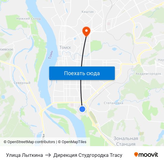 Улица Лыткина to Дирекция Студгородка Тгасу map