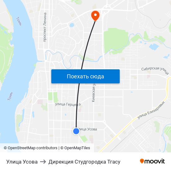 Улица Усова to Дирекция Студгородка Тгасу map