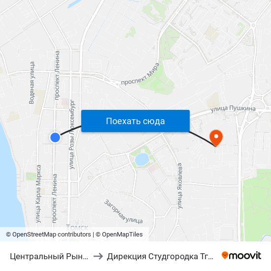 Центральный Рынок to Дирекция Студгородка Тгасу map