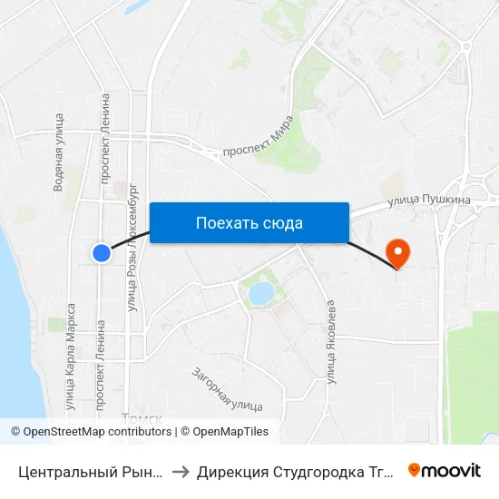 Центральный Рынок to Дирекция Студгородка Тгасу map