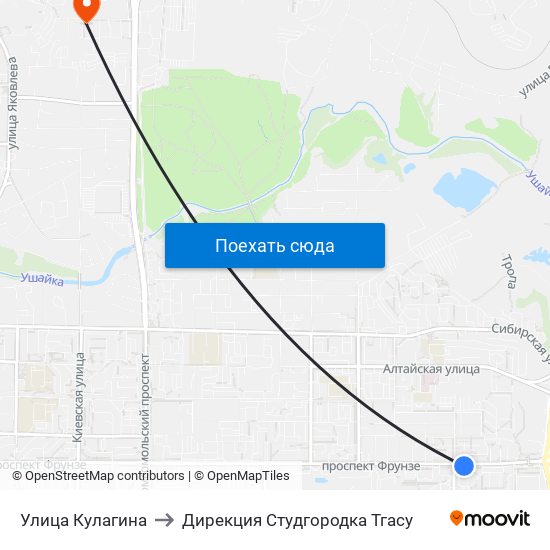 Улица Кулагина to Дирекция Студгородка Тгасу map