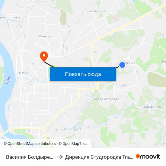 Василия Болдырева to Дирекция Студгородка Тгасу map