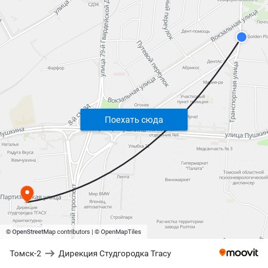 Томск-2 to Дирекция Студгородка Тгасу map