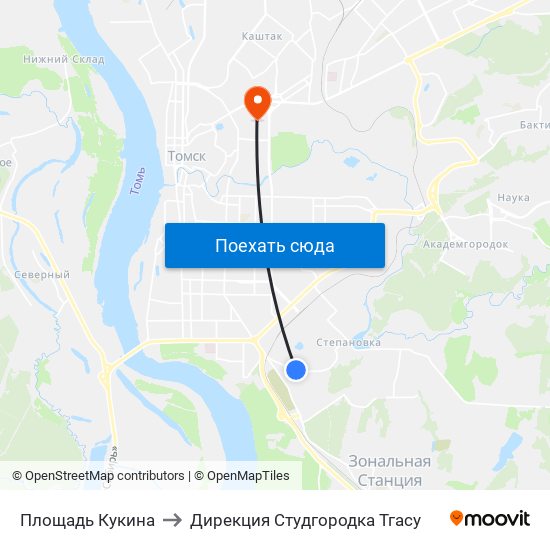 Площадь Кукина to Дирекция Студгородка Тгасу map