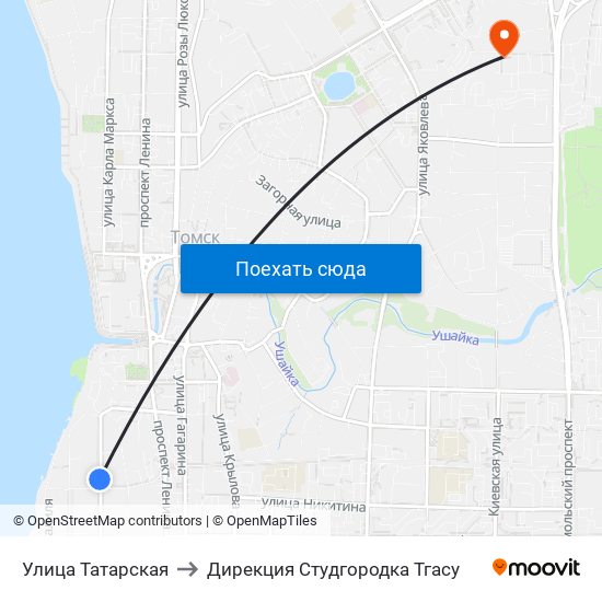 Улица Татарская to Дирекция Студгородка Тгасу map