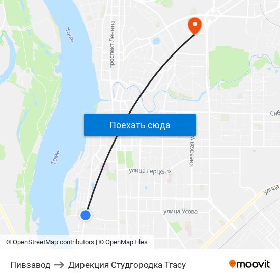 Пивзавод to Дирекция Студгородка Тгасу map