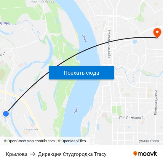 Крылова to Дирекция Студгородка Тгасу map