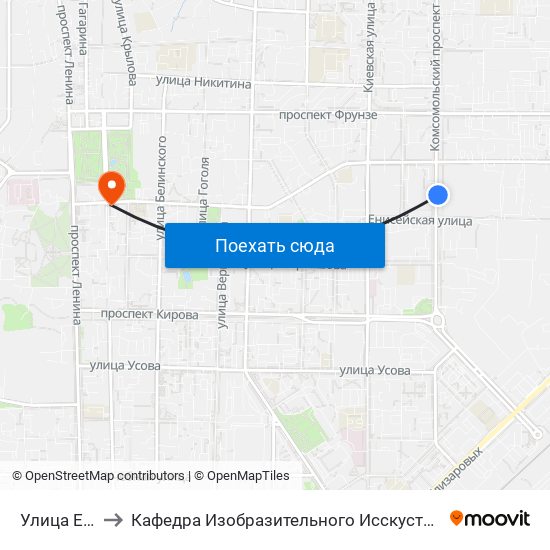 Улица Енисейская to Кафедра Изобразительного Исскуства Института Искусств И Культуры Тгу map