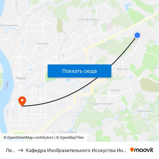 Лесная to Кафедра Изобразительного Исскуства Института Искусств И Культуры Тгу map