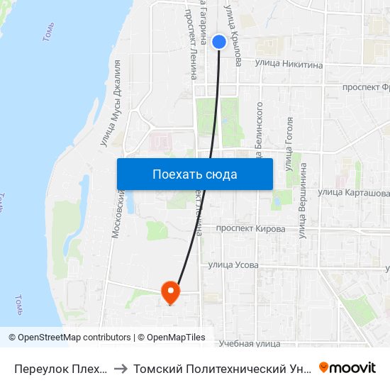 Переулок Плеханова to Томский Политехнический Университет map