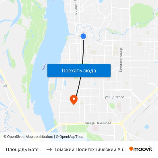 Площадь Батенькова to Томский Политехнический Университет map