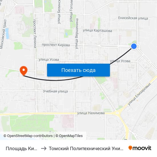 Площадь Кирова to Томский Политехнический Университет map