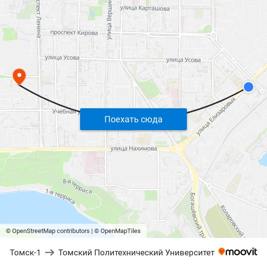 Томск-1 to Томский Политехнический Университет map