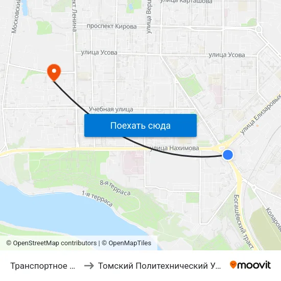 Транспортное Кольцо to Томский Политехнический Университет map