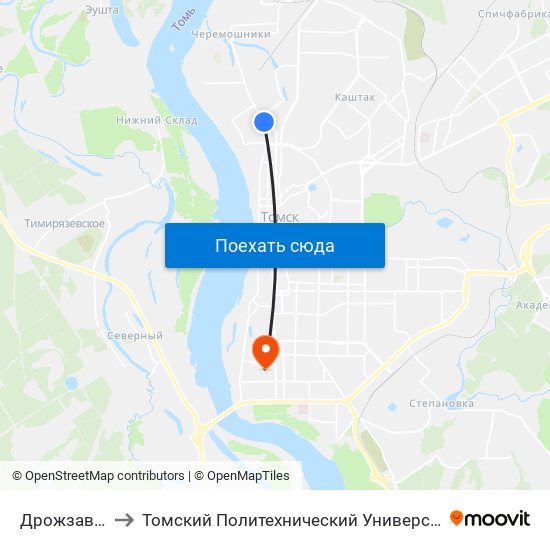 Дрожзавод to Томский Политехнический Университет map