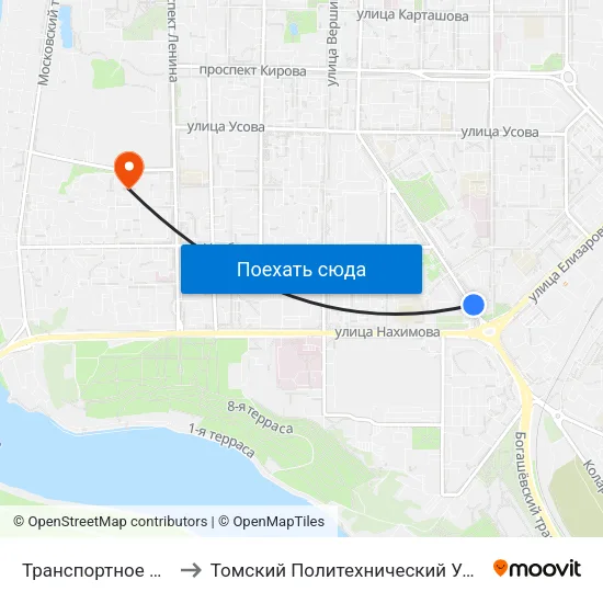Транспортное Кольцо to Томский Политехнический Университет map