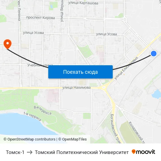 Томск-1 to Томский Политехнический Университет map