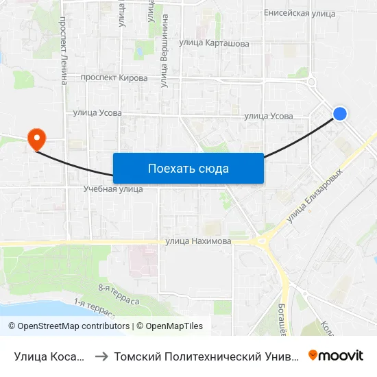 Улица Косарева to Томский Политехнический Университет map