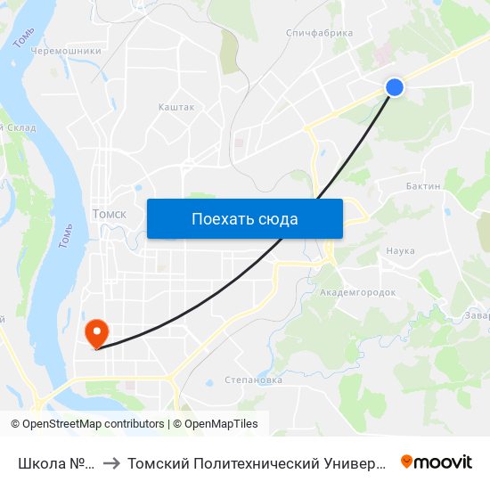 Школа №53 to Томский Политехнический Университет map