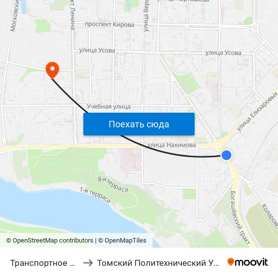 Транспортное Кольцо to Томский Политехнический Университет map