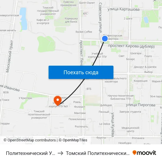 Политехнический Университет to Томский Политехнический Университет map