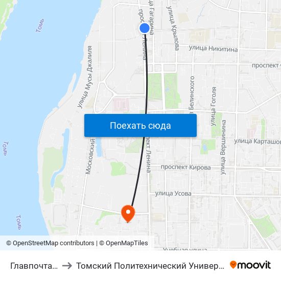 Главпочтамт to Томский Политехнический Университет map