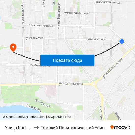 Улица Косарева to Томский Политехнический Университет map