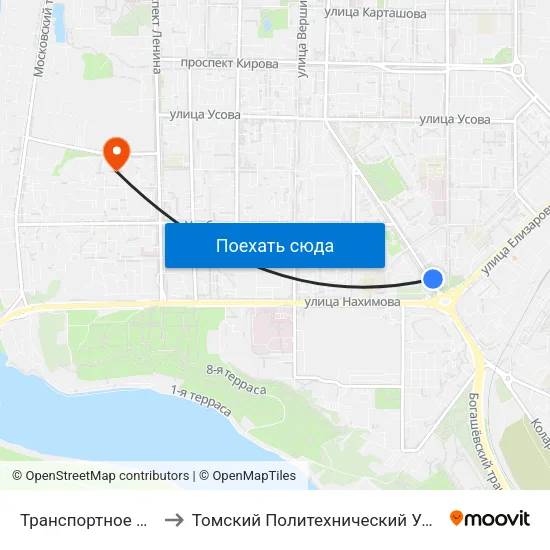 Транспортное Кольцо to Томский Политехнический Университет map