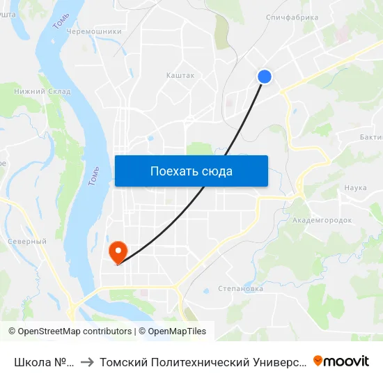 Школа №43 to Томский Политехнический Университет map