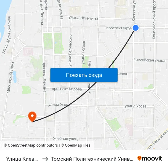 Улица Киевская to Томский Политехнический Университет map