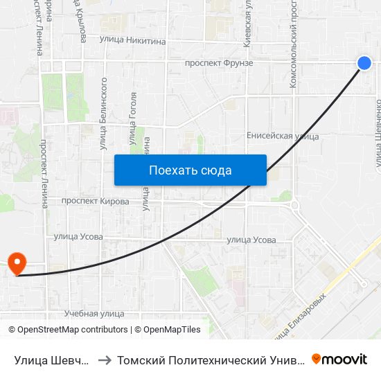 Улица Шевченко to Томский Политехнический Университет map